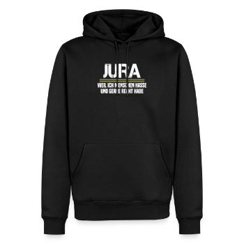 Etudes de droit Examen d’État Avocat Juge - Sweat à capuche Premium bio Homme - noir - Devant - Nico (187cm)