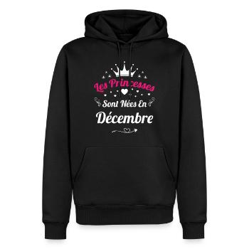 Les Princesses Sont Nées En Décembre Anniversaire - Sweat à capuche Premium bio Homme - noir - Devant - Nico (187cm)