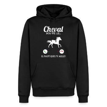 Mon Cheval M'appelle Il Faut Que J'y Aille - Sweat à capuche Premium bio Homme - noir - Devant - Nico (187cm)
