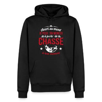 Parler De Chasse à Tout Moment Cadeau Chasseur - Sweat à capuche Premium bio Homme - noir - Devant - Nico (187cm)