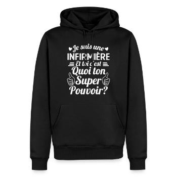 Je suis une Infirmière c'est mon super pouvoir - Sweat à capuche Premium bio Homme - noir - Devant - Nico (187cm)