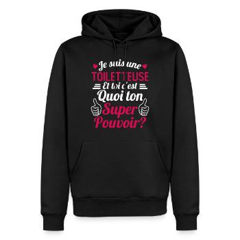 Je suis une Toiletteuse c'est mon super pouvoir - Sweat à capuche Premium bio Homme - noir - Devant - Nico (187cm)