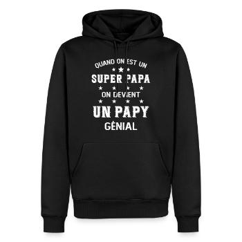 Un Super Papa On Devient Un Papy Génial - Sweat à capuche Premium bio Homme - noir - Devant - Nico (187cm)