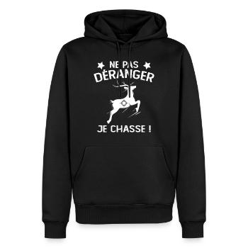 Ne Pas déranger Je Chasse ! - Sweat à capuche Premium bio Homme - noir - Devant - Nico (187cm)