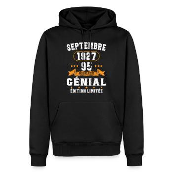 95 Ans Anniversaire Vintage En Septembre 1927 - Sweat à capuche Premium bio Homme - noir - Devant - Nico (187cm)