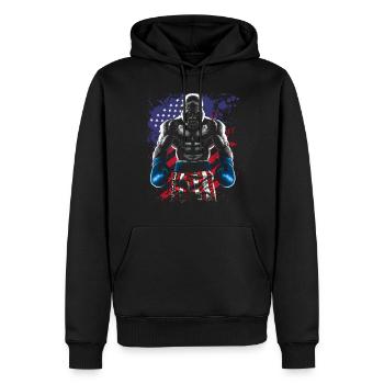Boxer gorille - Sweat à capuche Premium bio Homme - noir - Devant - Nico (187cm)