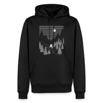 Mountainbike Fahrer bei Vollmond - Männer Premium Bio Hoodie - Schwarz - Vorne - Nico (187cm)