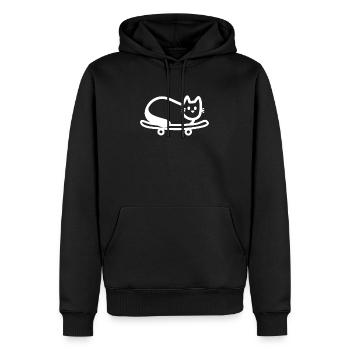Katze auf Skateboard - Männer Premium Bio Hoodie - Schwarz - Vorne - Nico (187cm)
