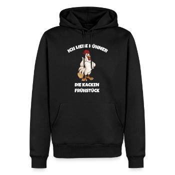 Ich liebe Hühner, die kacken Frühstück - Männer Premium Bio Hoodie - Schwarz - Vorne - Nico (187cm)