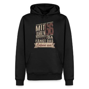 66 Jahre Lustiger Mit 66 Jahren da fängt das - Männer Premium Bio Hoodie - Schwarz - Vorne - Nico (187cm)