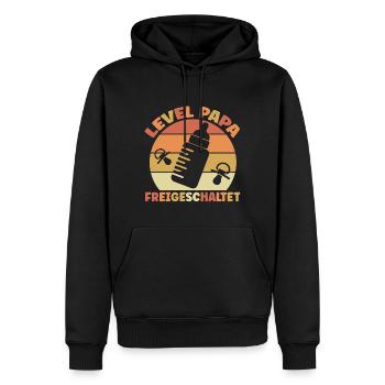 Papa Level Freigeschaltet Schwangerschaft - Männer Premium Bio Hoodie - Schwarz - Vorne - Nico (187cm)