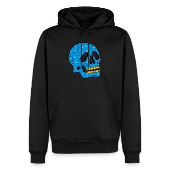 Crâne de bulles bleues - Sweat à capuche Premium bio Homme - noir - Devant - Nico (187cm)