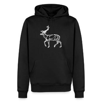 Zeichnung vom Hirsch - Männer Premium Bio Hoodie - Schwarz - Vorne - Nico (187cm)