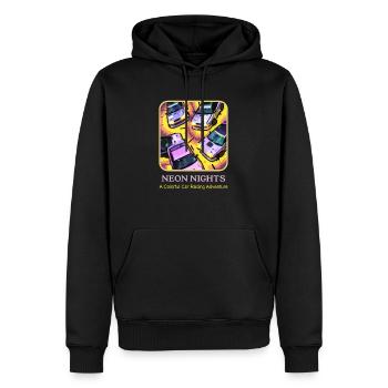 Neon Nights: Une aventure de course automobile colorée - Sweat à capuche Premium bio Homme - noir - Devant - Nico (187cm)