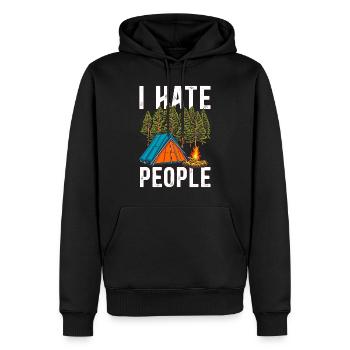 I hate people camping - Men’s Premium Organic Hoodie - black - Front - Nico (187cm)