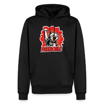 Rebellische Katze schreit nach Freiheit und Power - Männer Premium Bio Hoodie - Schwarz - Vorne - Nico (187cm)