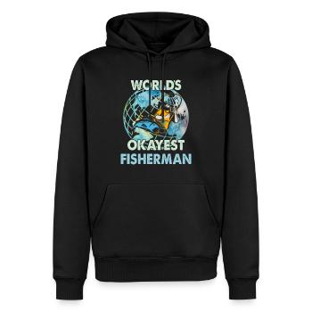 World’s Okayest Fisherman - Funny Angler - Sweat à capuche Premium bio Homme - noir - Devant - Nico (187cm)