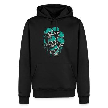 Un mur de crânes verts - Sweat à capuche Premium bio Homme - noir - Devant - Nico (187cm)
