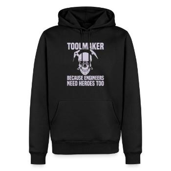 Mécanicien de découpe de fraiseuse CNC - Sweat à capuche Premium bio Homme - noir - Devant - Nico (187cm)