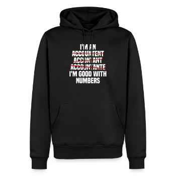 Examen d’auditeur fiscal - Sweat à capuche Premium bio Homme - noir - Devant - Nico (187cm)