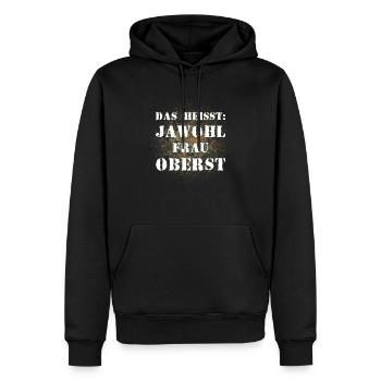 Das heißt Jawohl Frau Oberst Bundeswehr Soldat - Männer Premium Bio Hoodie - Schwarz - Vorne - Nico (187cm)