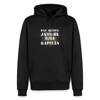Das heißt Jawohl Herr Kapitän Bundeswehr Offizier - Männer Premium Bio Hoodie - Schwarz - Vorne - Nico (187cm)