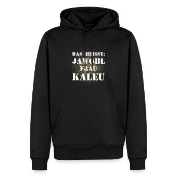 Das heißt Jawohl Frau Kaleu Bundeswehr Marine - Männer Premium Bio Hoodie - Schwarz - Vorne - Nico (187cm)