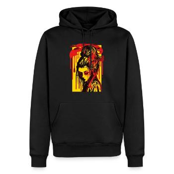 Gouttes colorées et geisha japonaise - Sweat à capuche Premium bio Homme - noir - Devant - Nico (187cm)