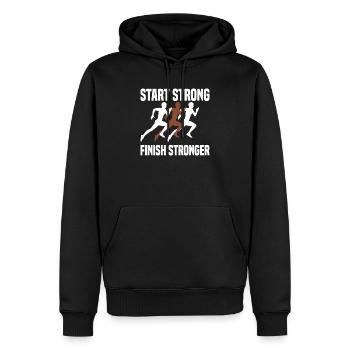 Laufen Läufer Marathon - Männer Premium Bio Hoodie - Schwarz - Vorne - Nico (187cm)