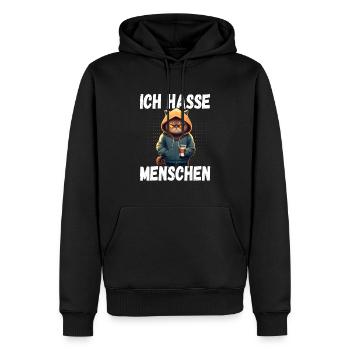Ich Hasse Menschen Katze - Lustiges Katzen Kaffee - Männer Premium Bio Hoodie - Schwarz - Vorne - Nico (187cm)