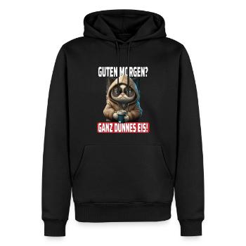 Guten Morgen Ganz Dünnes Eis - Lustiges Katzen - Männer Premium Bio Hoodie - Schwarz - Vorne - Nico (187cm)