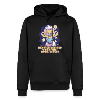 happy retired after work circus - Men’s Premium Organic Hoodie - black - Front - Nico (187cm)