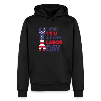 i'wish you a happy labor day - Men’s Premium Organic Hoodie - black - Front - Nico (187cm)