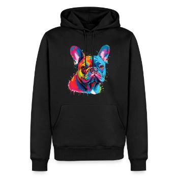 Charme Compact : Le Bouledogue Français - Sweat à capuche Premium bio Homme - noir - Devant - Nico (187cm)