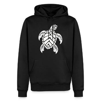 Tortue marine - Sweat à capuche Premium bio Homme - noir - Devant - Nico (187cm)