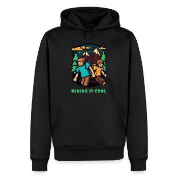 Wir lieben Wandern – Wandern ist cool - Männer Premium Bio Hoodie - Schwarz - Vorne - Nico (187cm)