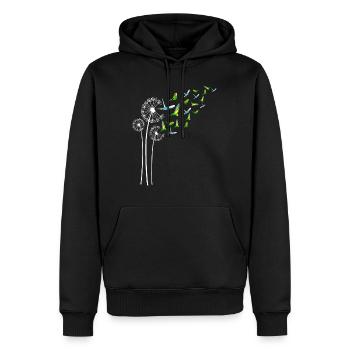 Budgie Dandelion Flower For Dandelions Parakeet - Men’s Premium Organic Hoodie - black - Front - Nico (187cm)