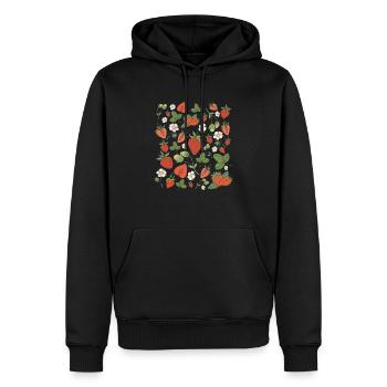 Obst Vegan Vegetarisch Früchte Erdbeeren - Männer Premium Bio Hoodie - Schwarz - Vorne - Nico (187cm)