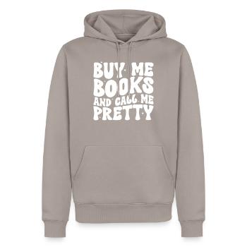 Achetez-moi des livres et appelez-moi un rat de bibliothèque assez mignon - Sweat à capuche Premium bio Homme - taupe - Devant - Nico (187cm)