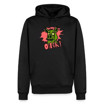 Oink! Cartoon Schwein - Männer Premium Bio Hoodie - Schwarz - Vorne - Nico (187cm)