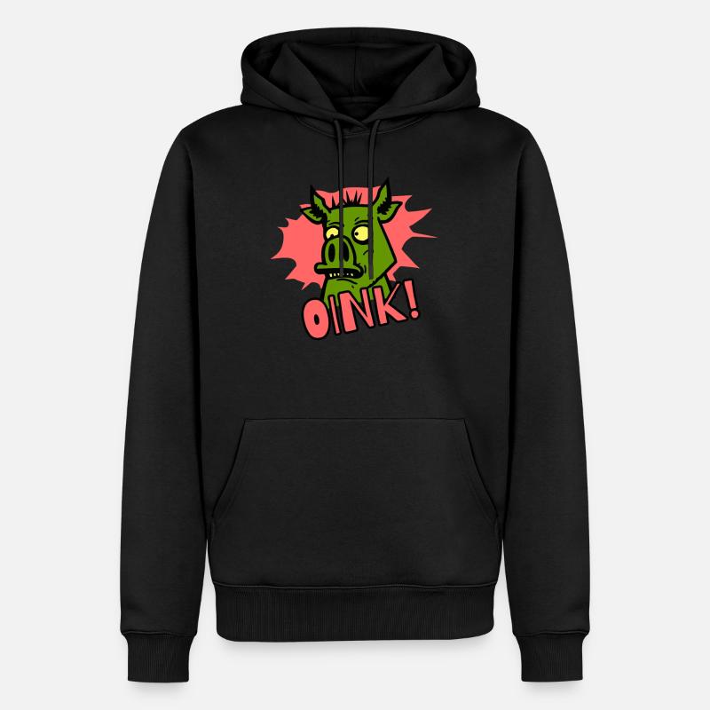 Grogner! Cochon de dessin animé - Sweat à capuche Premium bio Homme - noir