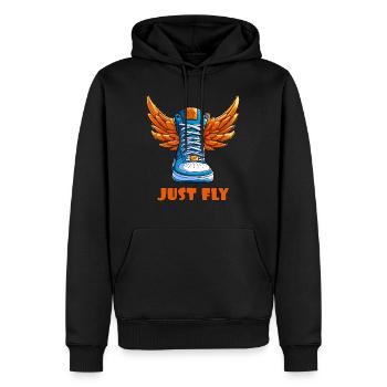 Sneaker Turnschuh mit Flügeln - Männer Premium Bio Hoodie - Schwarz - Vorne - Nico (187cm)