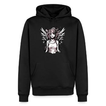 Fille ange moderne - Sweat à capuche Premium bio Homme - noir - Devant - Nico (187cm)