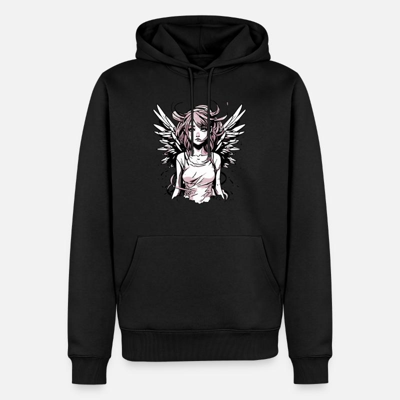 Modernes Engel Mädchen - Männer Premium Bio Hoodie - Schwarz