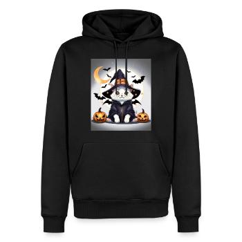 Mignonne sorcière Neko d’Halloween - Sweat à capuche Premium bio Homme - noir - Devant - Nico (187cm)