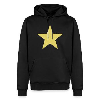 Weihnachten, Stern, Weihnachtskugeln, Gold, Gelb - Männer Premium Bio Hoodie - Schwarz - Vorne - Nico (187cm)