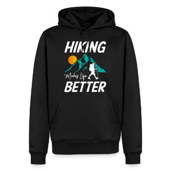 Hiking Makes Life Better - Männer Premium Bio Hoodie - Schwarz - Vorne - Nico (187cm)