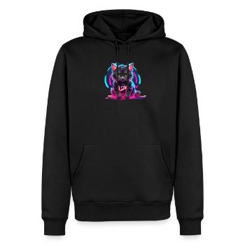Design de chat néon - Sweat à capuche Premium bio Homme - noir - Devant - Nico (187cm)