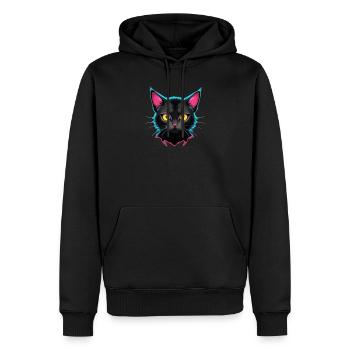 Neon Katzen Design - Männer Premium Bio Hoodie - Schwarz - Vorne - Nico (187cm)