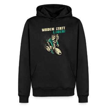 Waden statt Laden | Radsport Rennrad Shirt - Männer Premium Bio Hoodie - Schwarz - Vorne - Nico (187cm)
